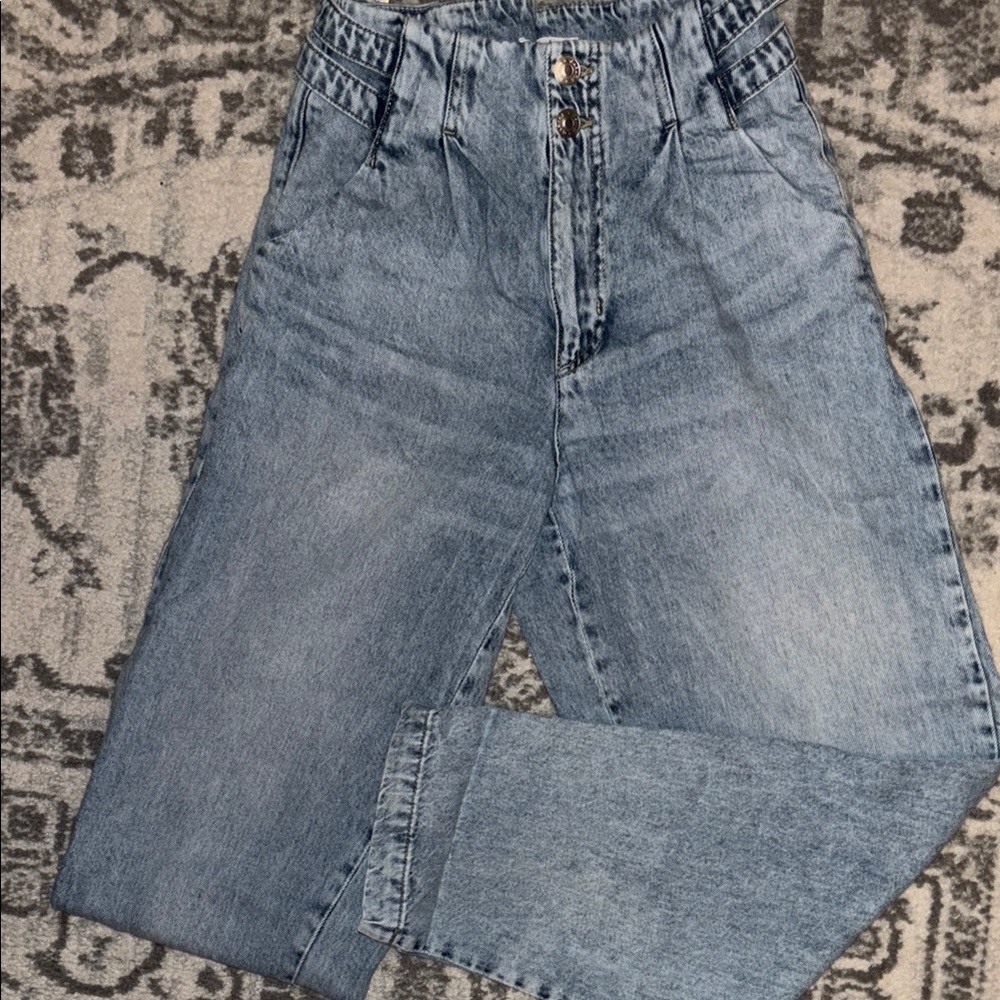 High-Waisted Blue Denim Jeans